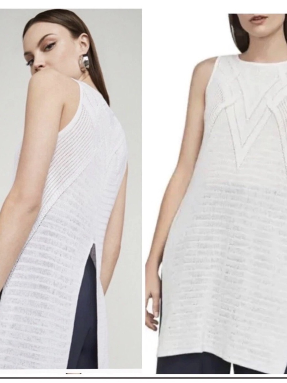 BCBG MAXARIZA JOCELYN  SLEEVELESS HIGH SLIT VEST TUNIC SZ M